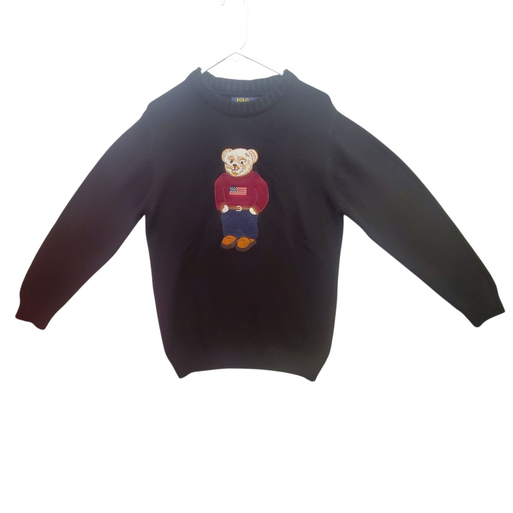 Polo by Ralph Lauren Black Sweater with Bear Patch